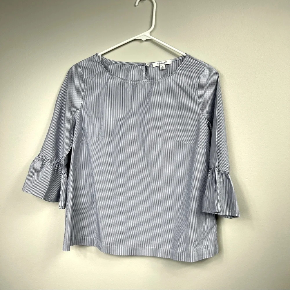 MADEWELL classic 3/4 sleeve stripped blouse top Sz XS